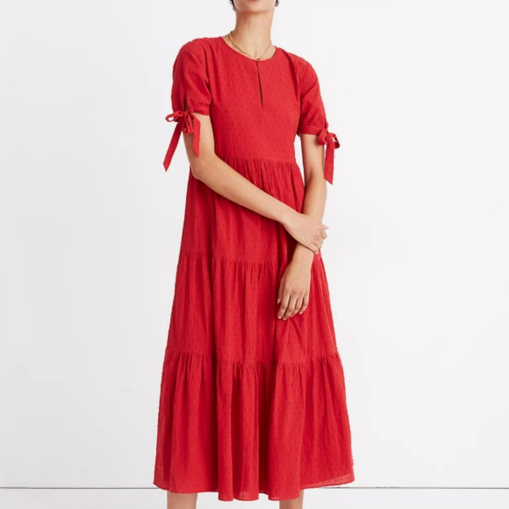 Madewell Tie-Sleeve Tiered Maxi Dress